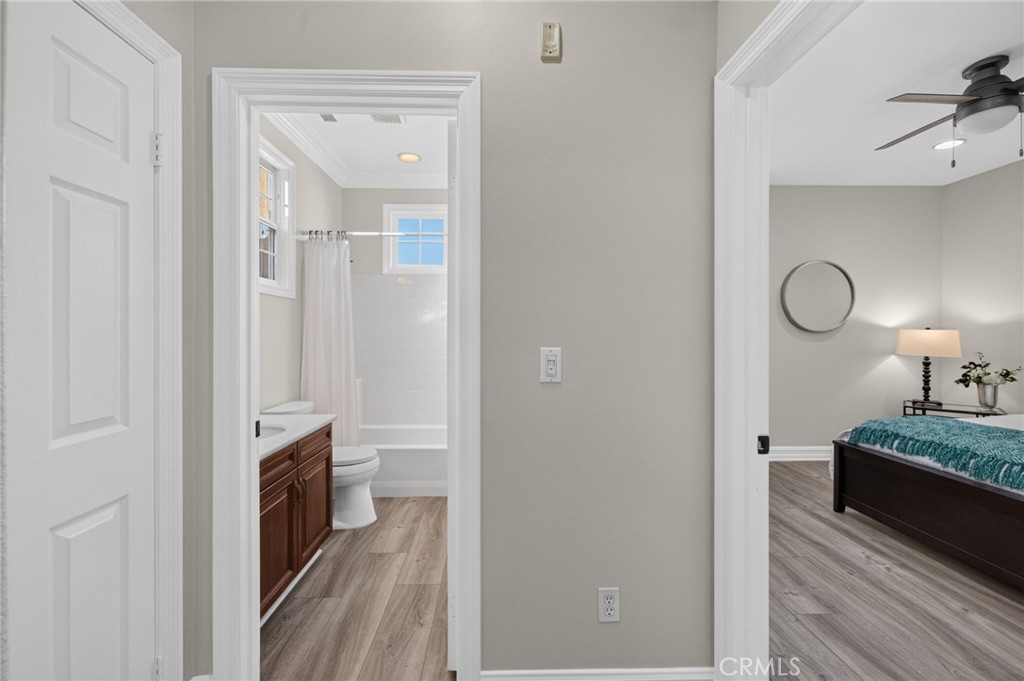 Top landing on 2nd floor looking into upstairs full bathroom and bedroom - 50 Paseo Verde, San Clemente CA 92673 - photo 33