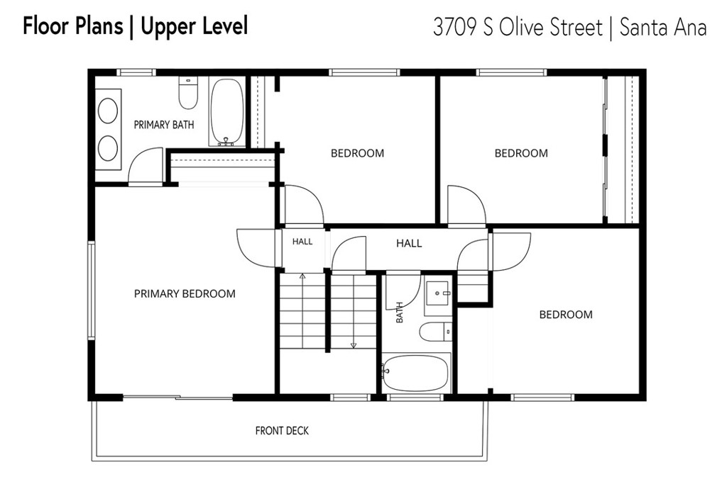 Floor plans of upper level - 3709 S Olive Street, Santa Ana CA 92707 - photo 11