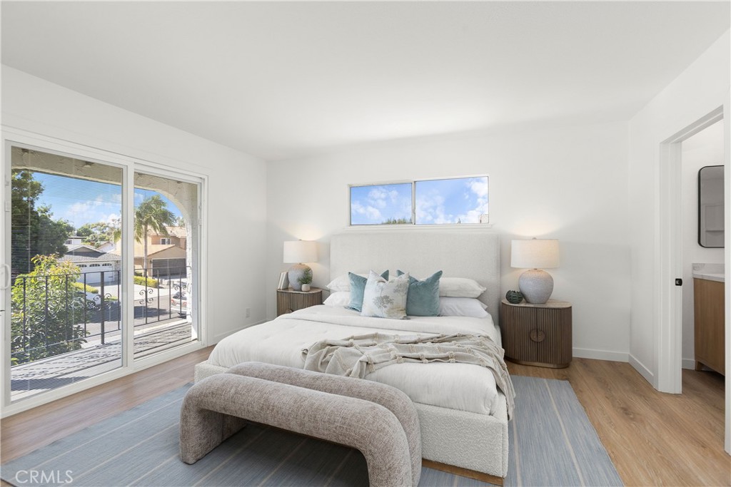 Primary bedroom with private bathroom and direct access to uppder deck - 3709 S Olive Street, Santa Ana CA 92707 - photo 36