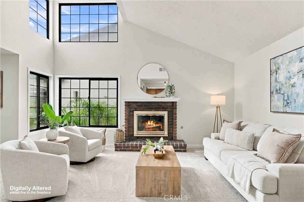 Photo enhanced with fire in fireplace - 12620 Newport Avenue, Tustin CA 92780 - photo 4