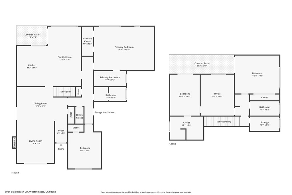 Floor plan showing both levels and room arrangement. - 8981 Blackheath Circle, Westminster CA 92683 - photo 25