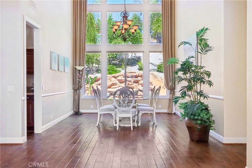 Foyer - Dining Area and view to rock pool in back yard - 17218 Blue Spruce, Yorba Linda CA 92886 - photo 9