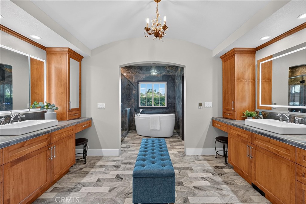 Primary Bath with Dual Vanities - 4771 Palm Avenue, Yorba Linda CA 92886 - photo 26